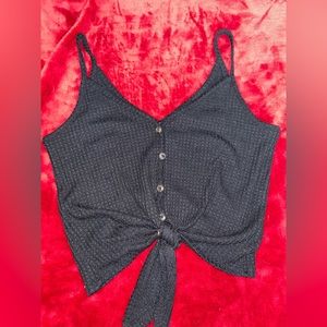 Textured button up and tie tank top